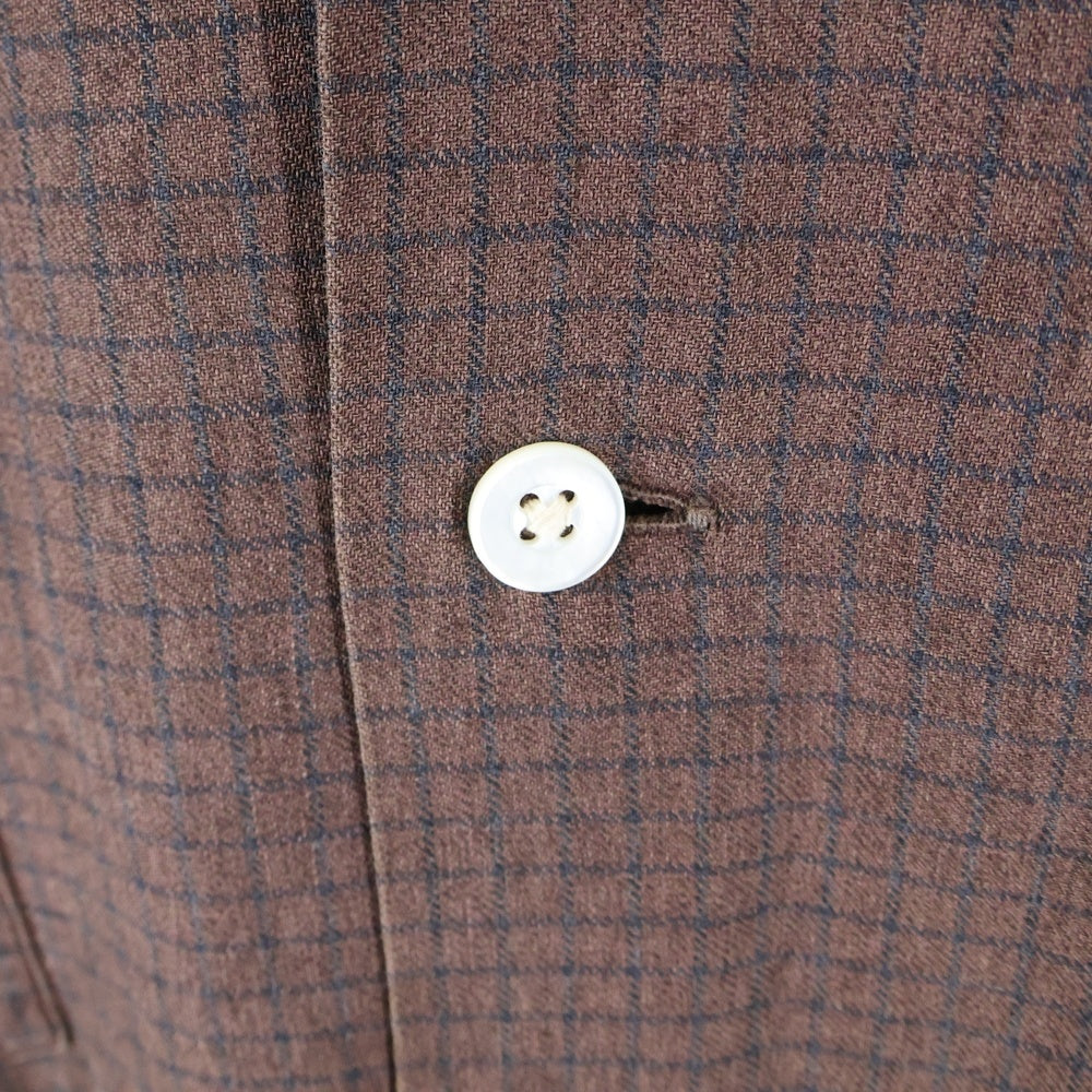 VINTAGE(ヴィンテージ) 50S-60S HATHAWAY SHIRT ハサウェイシャツ ダブルポケット チェック 長袖オープンカラーシャツ ブラウン