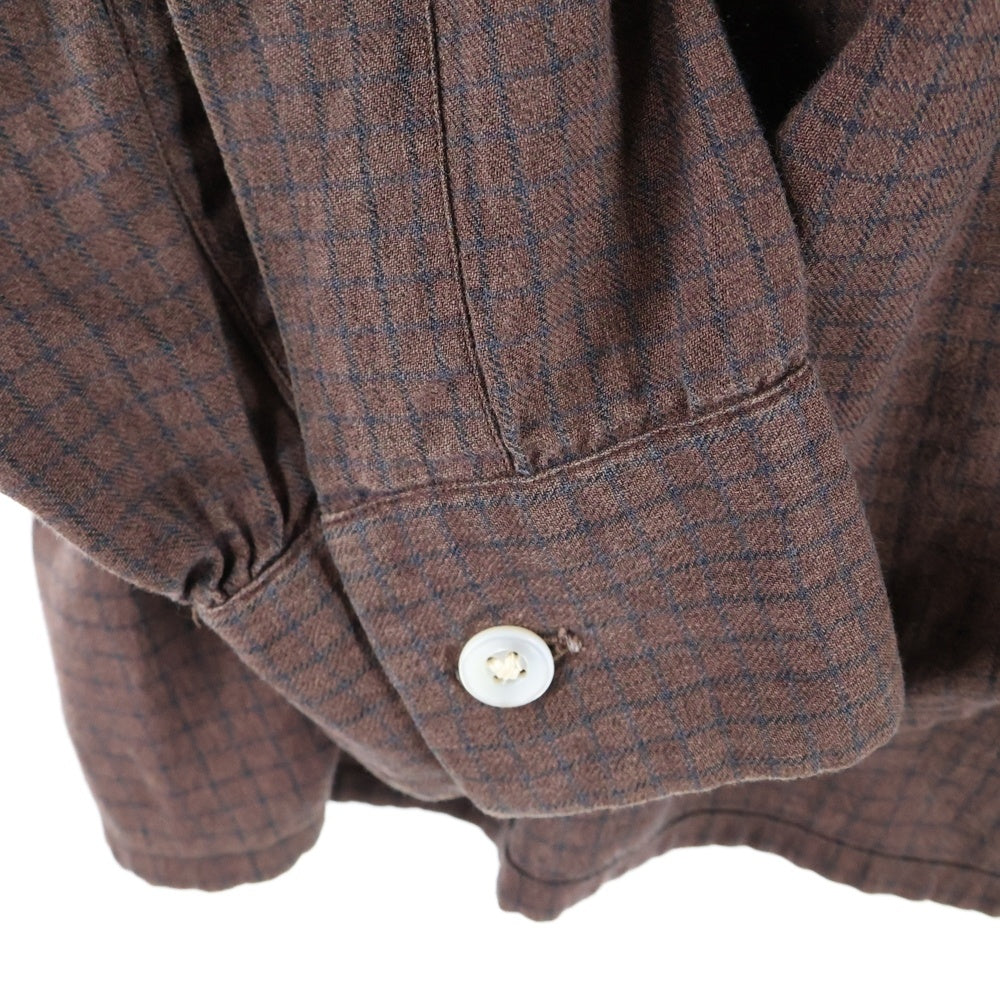 VINTAGE(ヴィンテージ) 50S-60S HATHAWAY SHIRT ハサウェイシャツ ダブルポケット チェック 長袖オープンカラーシャツ ブラウン