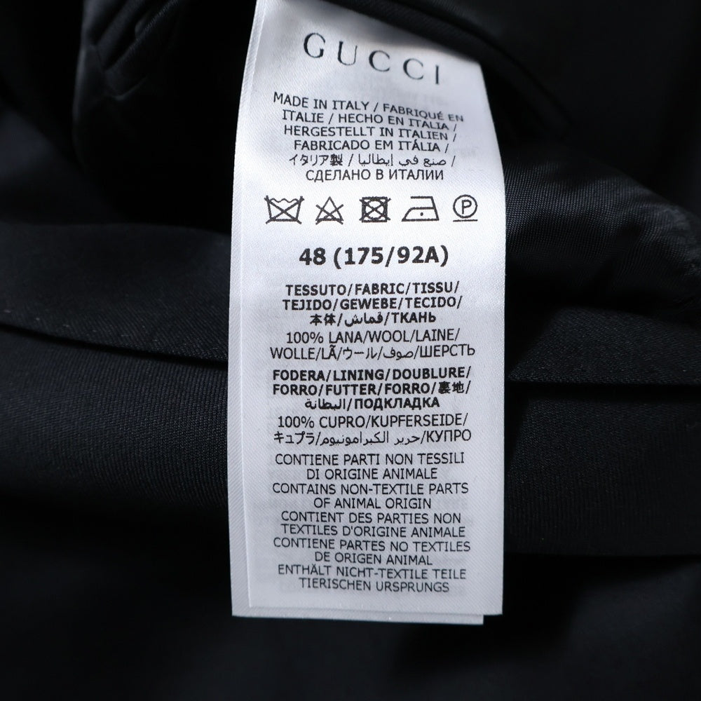 GUCCI(グッチ) 2B シングルテーラードジャケット テーパードスラックス セットアップ スーツ ブラック 337687 Z6867