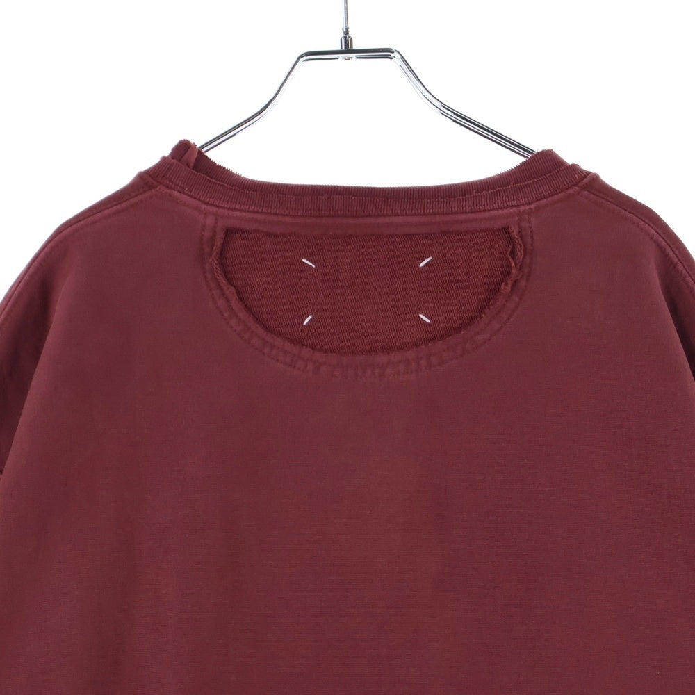Maison Margiela 10(メゾン マルジェラ) フロントパッチ ダメージ加工 ダブルクルーネック スウェットトレーナー バーガンディ S50GU0185