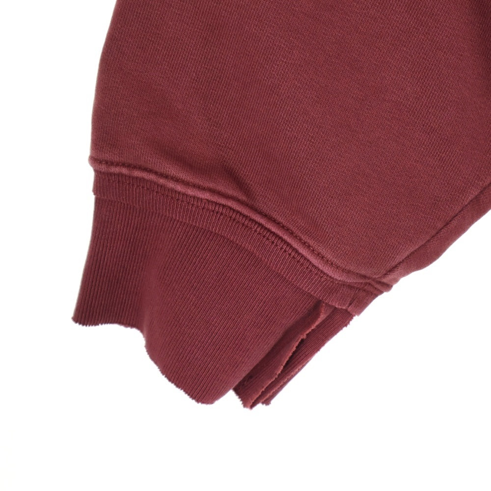 Maison Margiela 10(メゾン マルジェラ) フロントパッチ ダメージ加工 ダブルクルーネック スウェットトレーナー バーガンディ S50GU0185