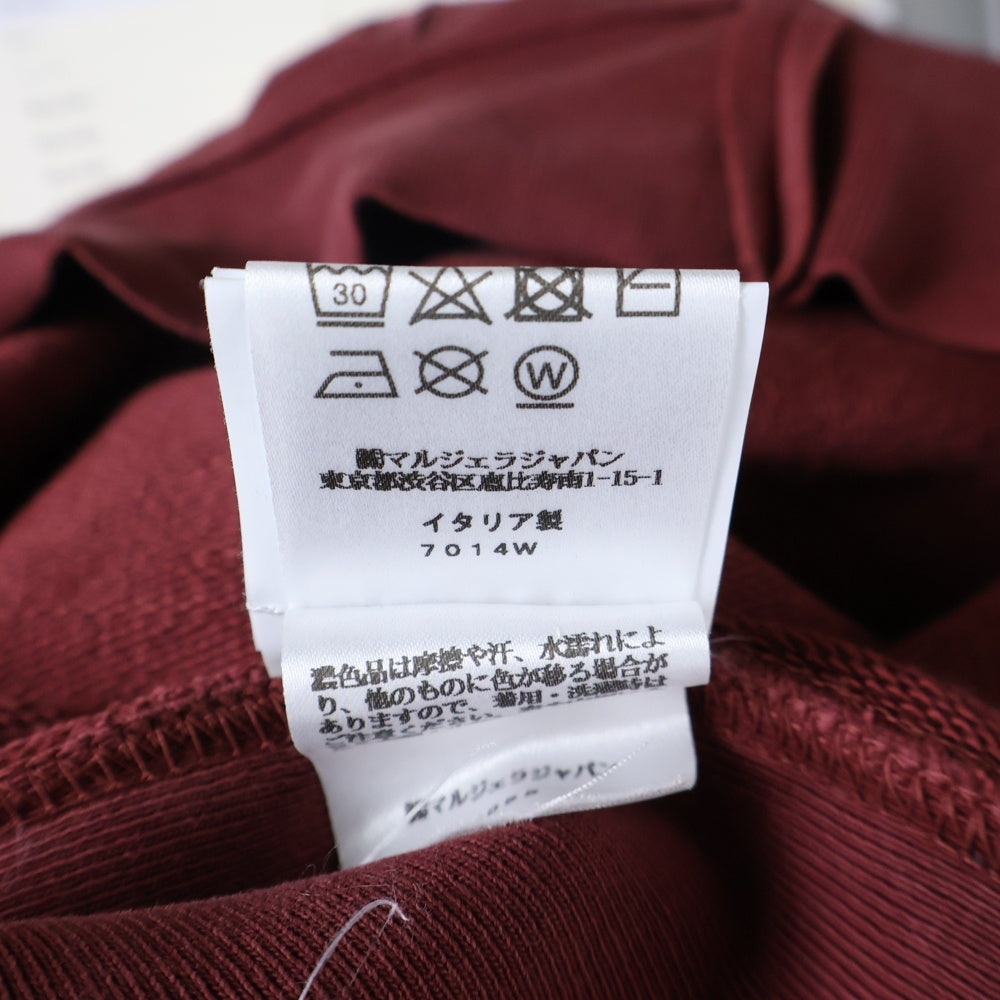 Maison Margiela 10(メゾン マルジェラ) フロントパッチ ダメージ加工 ダブルクルーネック スウェットトレーナー バーガンディ S50GU0185