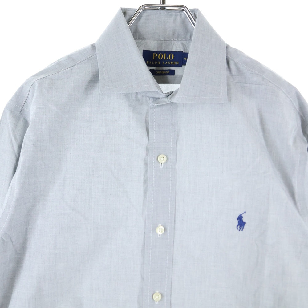 POLO RALPH LAUREN(ポロラルフローレン) カスタムフィット ロゴ刺繍 レギュラーカラー 長袖シャツ グレー