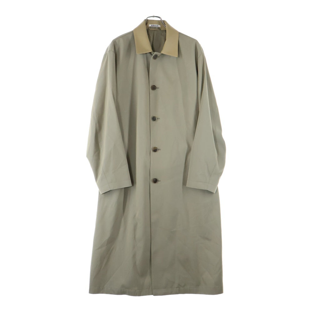 AURALEE(オーラリー) 25SS LIGHT WOOL MAX GABARDINE CHAMBRAY SOUTEIN COLLAR COAT ライト ウール マックス ギャバジン シャンブレー レザー ステンカラーコート ベージュ A25SC01MC