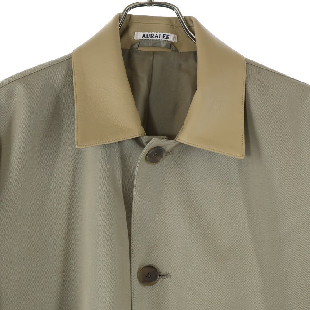 AURALEE(オーラリー) 25SS LIGHT WOOL MAX GABARDINE CHAMBRAY SOUTEIN COLLAR COAT ライト ウール マックス ギャバジン シャンブレー レザー ステンカラーコート ベージュ A25SC01MC