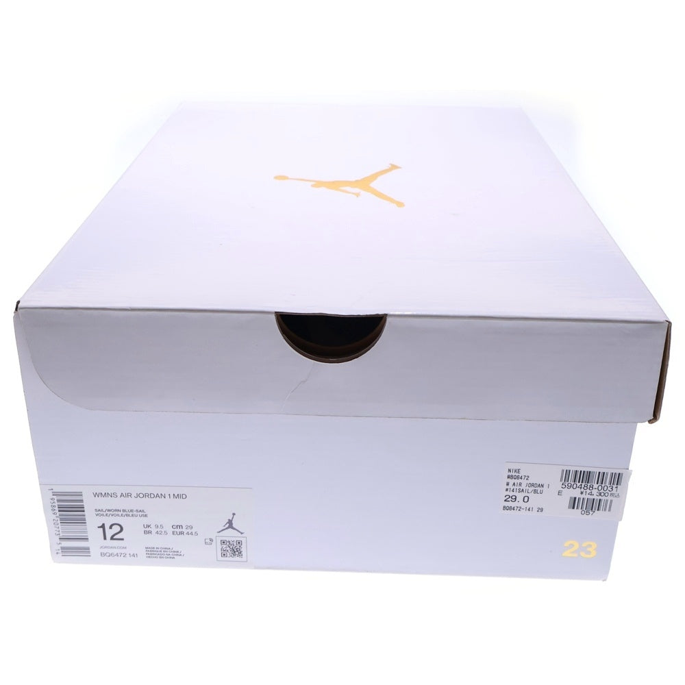 NIKE(ナイキ) WMNS AIR JORDAN 1 MID UNIVERSITY BLUE ウィメンズ エアジョーダン1 ユニバーシティブルー ミッドカットスニーカー ホワイト/ブルー US12/29cm BQ6472-141