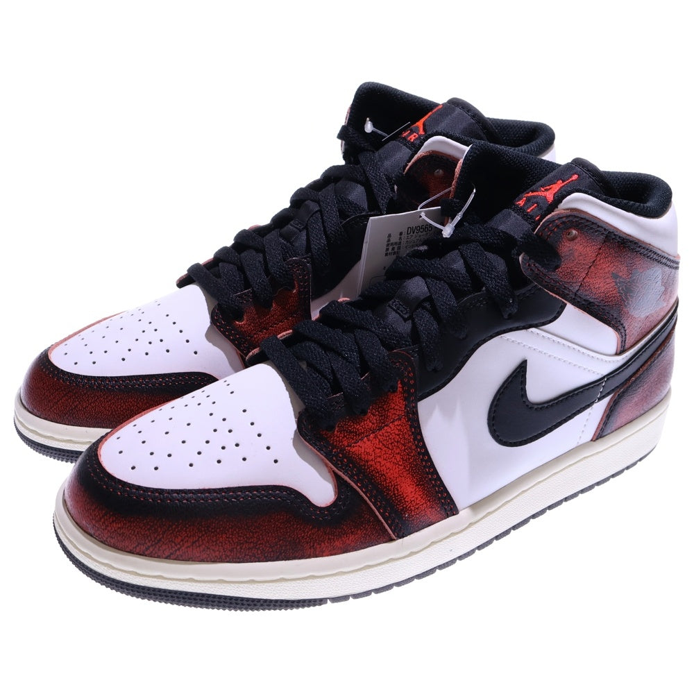 NIKE(ナイキ) AIR JORDAN1 MID SE WEAR AWAY エアジョーダン1 ミッドカットスニーカー ブラック/レッド US10/28cm DV9565-006