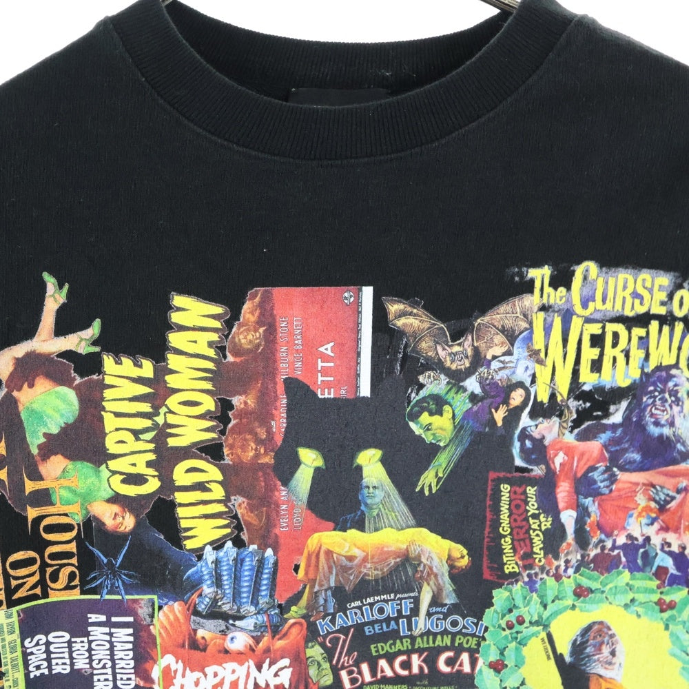 we11done(ウェルダン) HORROR COLLAGE TOP ホラーコラージュ プリント ロング Tシャツ 長袖 ブラック WD-TP4-20-728-U-BK