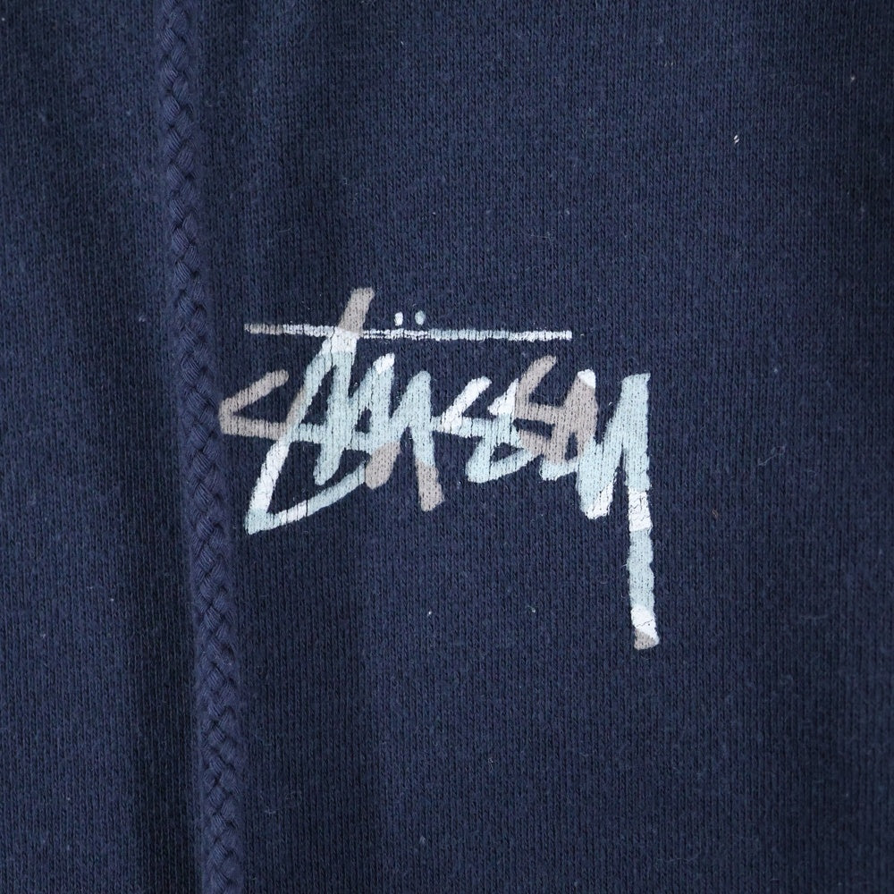 STUSSY(ステューシー) バックスカルプリント ジップアップコットンパーカー ブラック