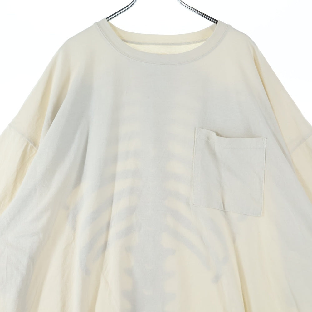 KAPITAL(キャピタル) 天竺 2TONE BIGポケT ボーンプリント 半袖Tシャツ ホワイト