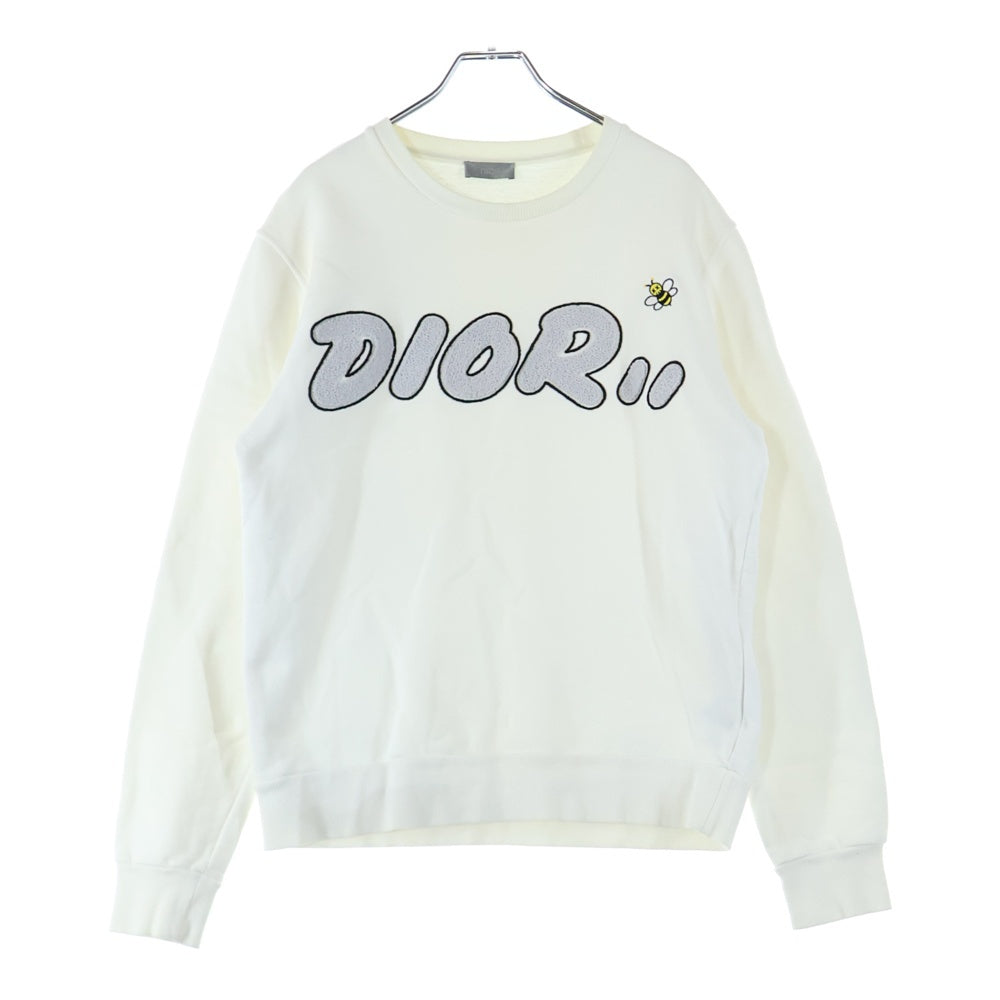 DIOR(ディオール) 19SS ×KAWS カウズ BEE ビー ロゴ刺繍 クルーネック プルオーバースウェットトレーナー ホワイト 923J620W1242