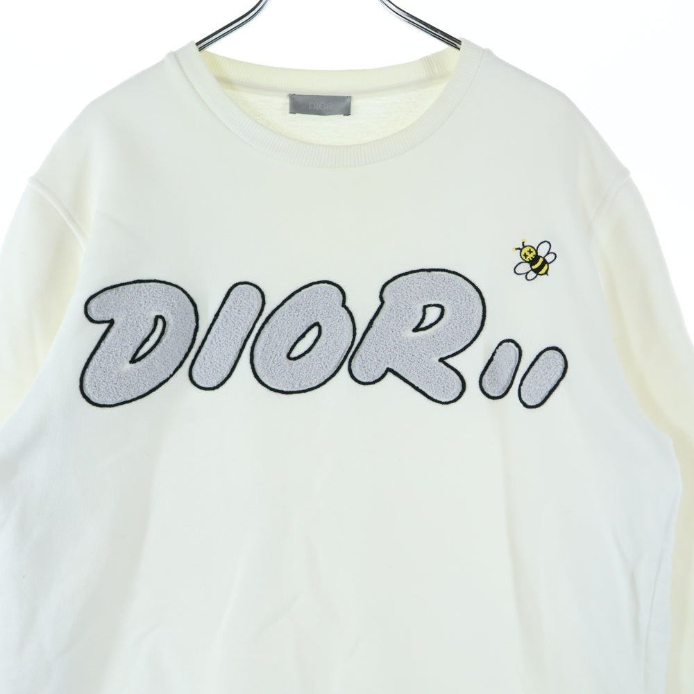 DIOR(ディオール) 19SS ×KAWS カウズ BEE ビー ロゴ刺繍 クルーネック プルオーバースウェットトレーナー ホワイト 923J620W1242
