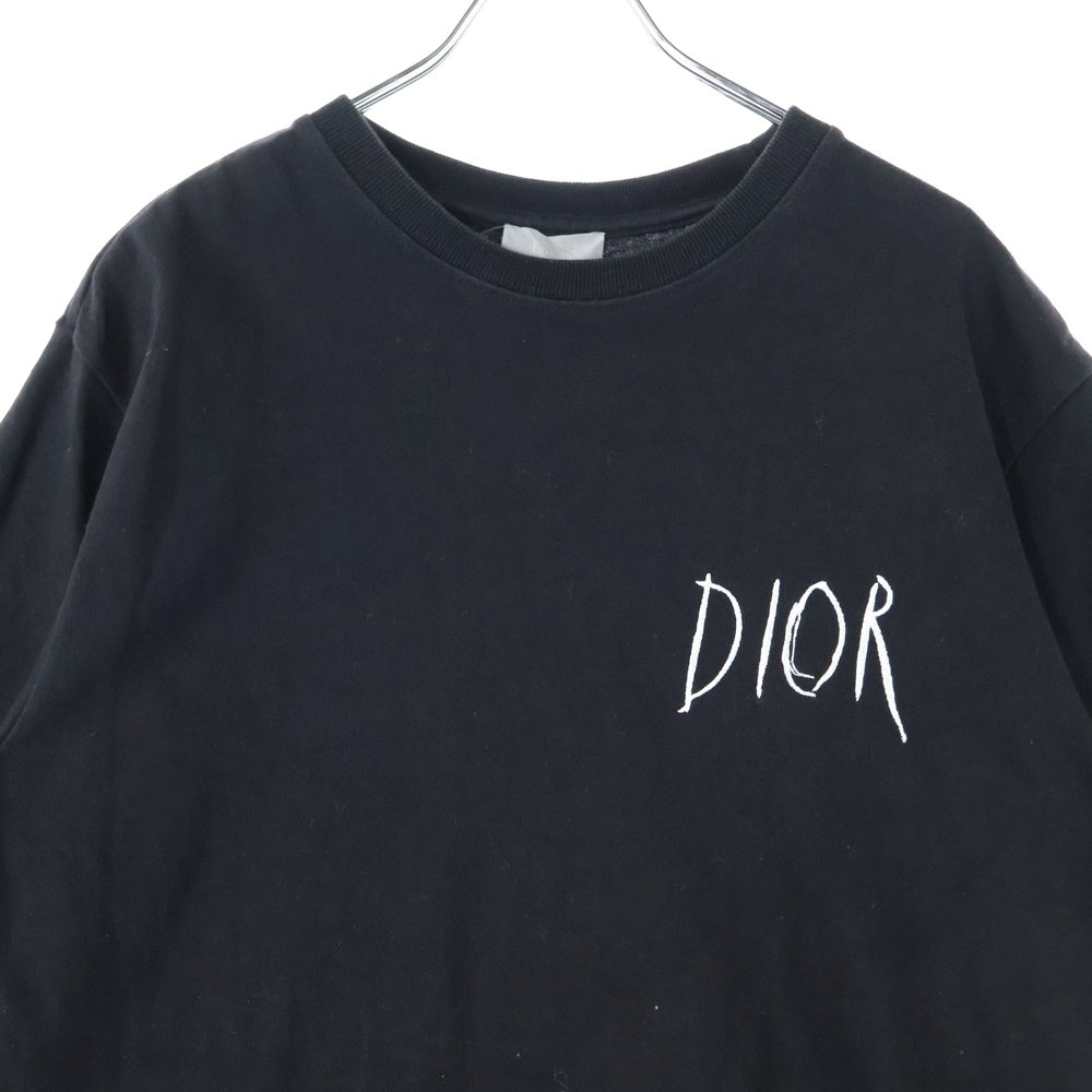 DIOR(ディオール) 19AW× Raymond Pettibon ロゴ刺繍 クルーネック 半袖Tシャツ カットソー ブラック 943J602E0554