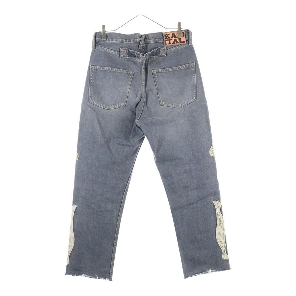 KAPITAL(キャピタル) 14oz Black Denim MEXICAN TUXEDO ボーン刺繍 ブラックデニムパンツ グレー EK-1391