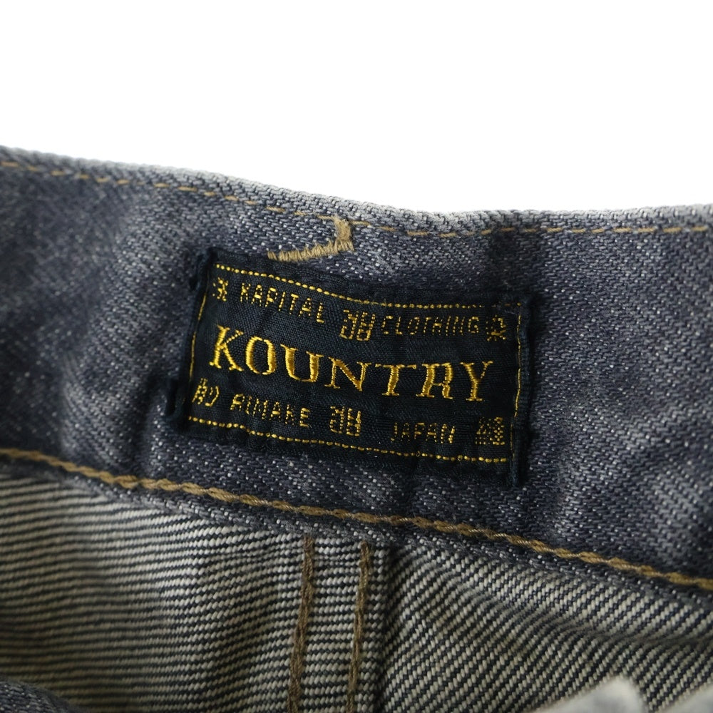 KAPITAL(キャピタル) 14oz Black Denim MEXICAN TUXEDO ボーン刺繍 ブラックデニムパンツ グレー EK-1391
