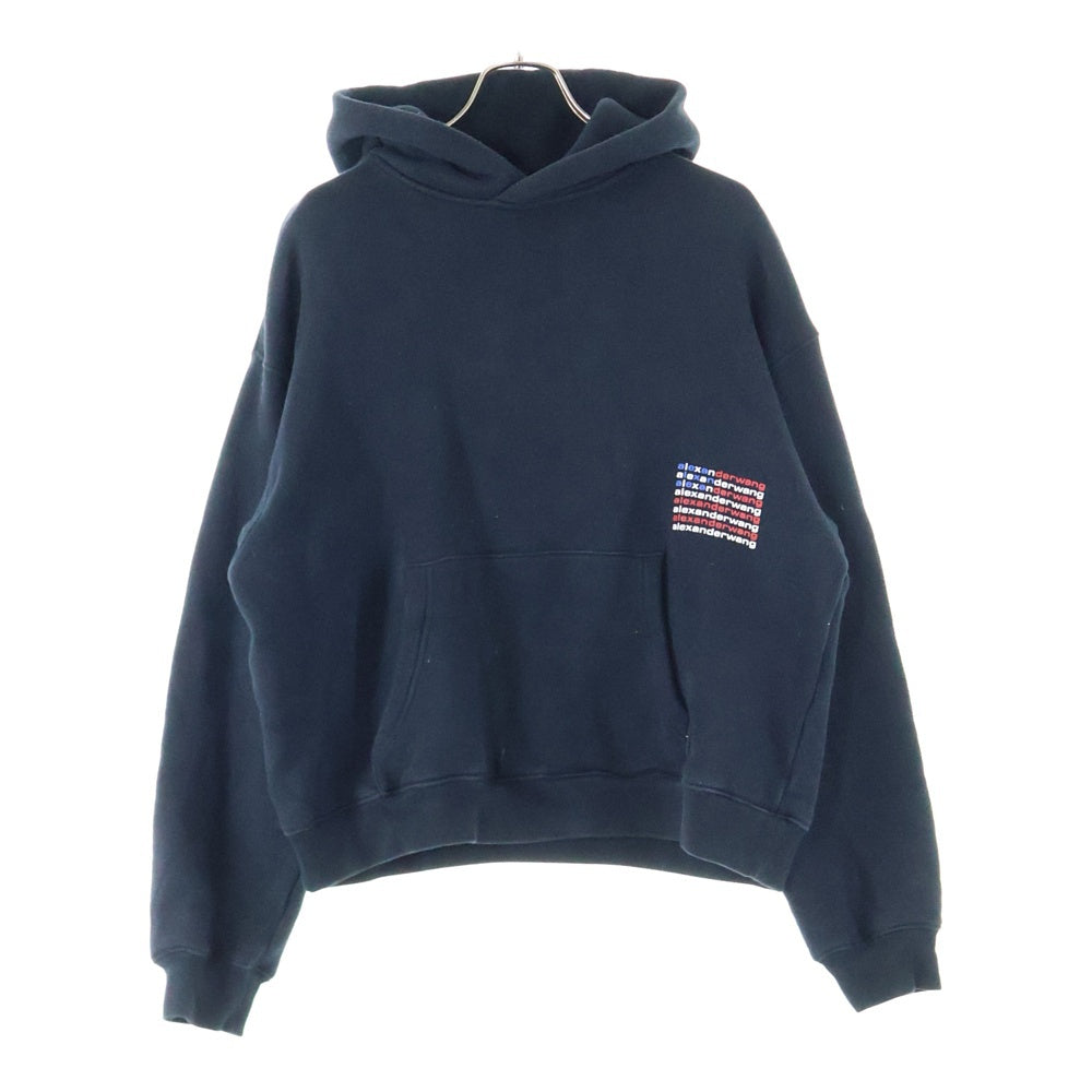 ALEXANDER WANG(アレキサンダーワン) ロゴプリント コットンプルオーバーパーカー ブラック