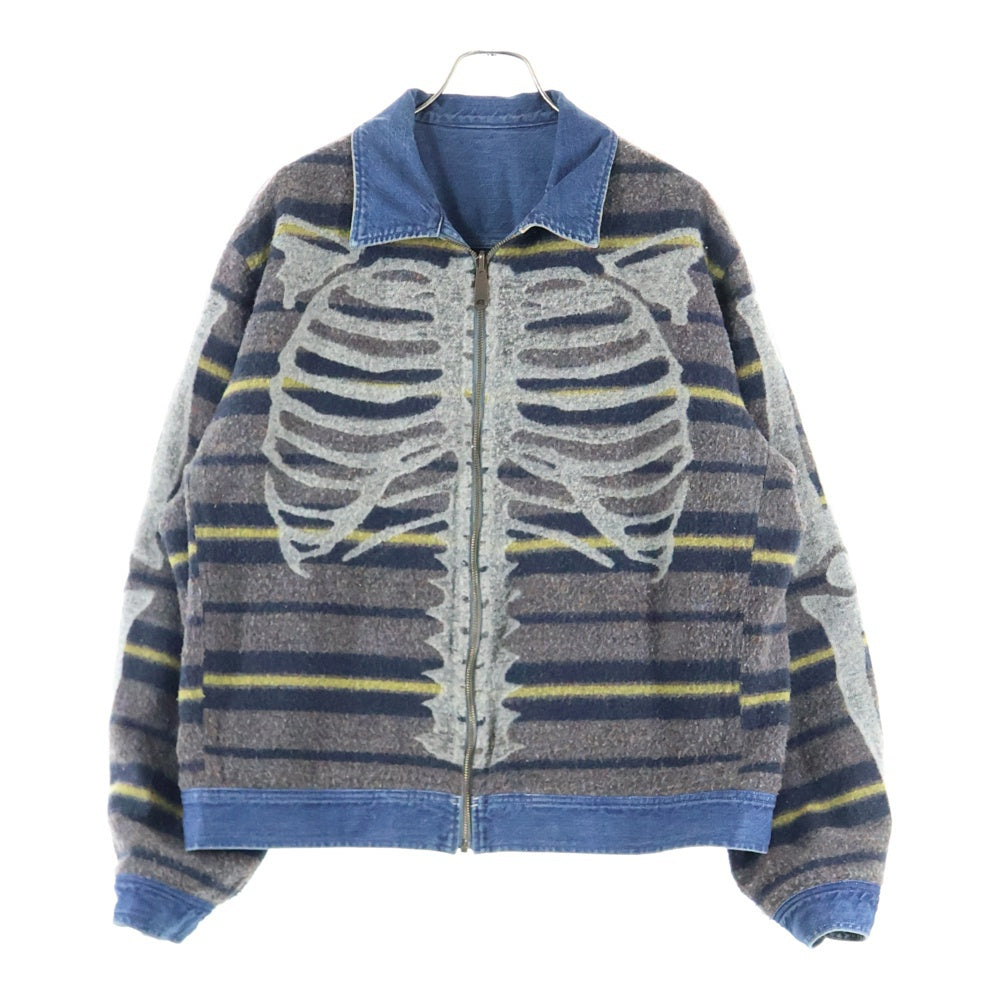 KAPITAL(キャピタル) 22SS 11.5Oz Denim BONE Lining Reversible ZIP UP Work JKT リバーシブル デニムジャケット ボーン インディゴ K2210LJ053