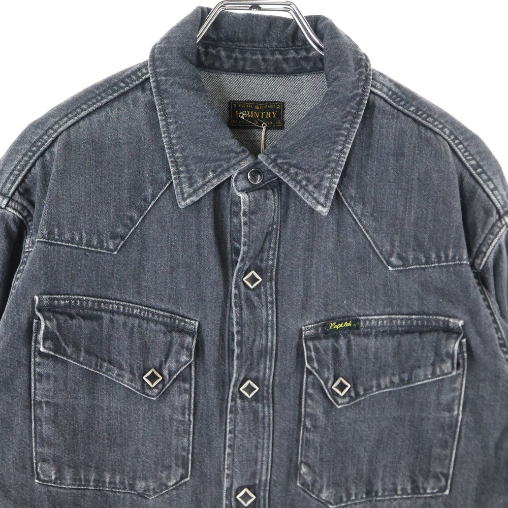 KAPITAL(キャピタル) KOUNTRY スタッズ カラーストーン デニム ウエスタンシャツ 長袖 ブラック KR2304LS08