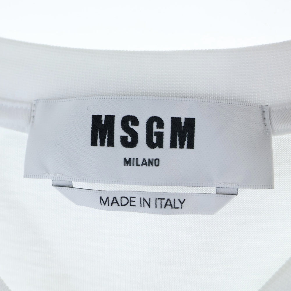 MSGM(エムエスジーエム) フロントロゴ クルーネック半袖Tシャツ カットソー ホワイト 2000MM500
