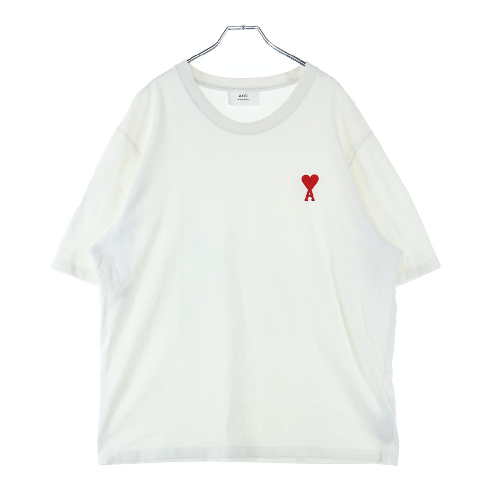 AMI Alexandre Mattiussi(アミアレクサンドルマテュッシ) ハートロゴ クルーネック半袖Tシャツ カットソー ホワイト UTS004.726