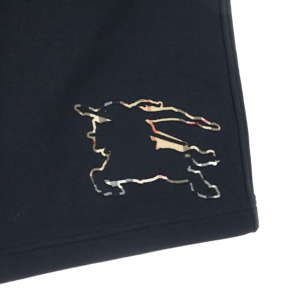 BURBERRY(バーバリー) チェックロゴ スウェット ハーフパンツ ショーツ ブラック 8070683