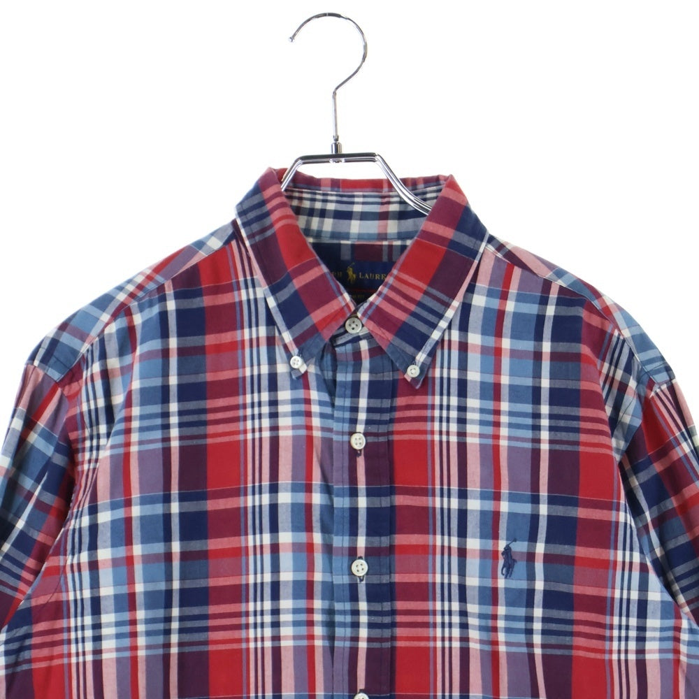 RALPH LAUREN(ラルフローレン) マドラスチェック ボタンダウン 長袖シャツ レッド/ブルー