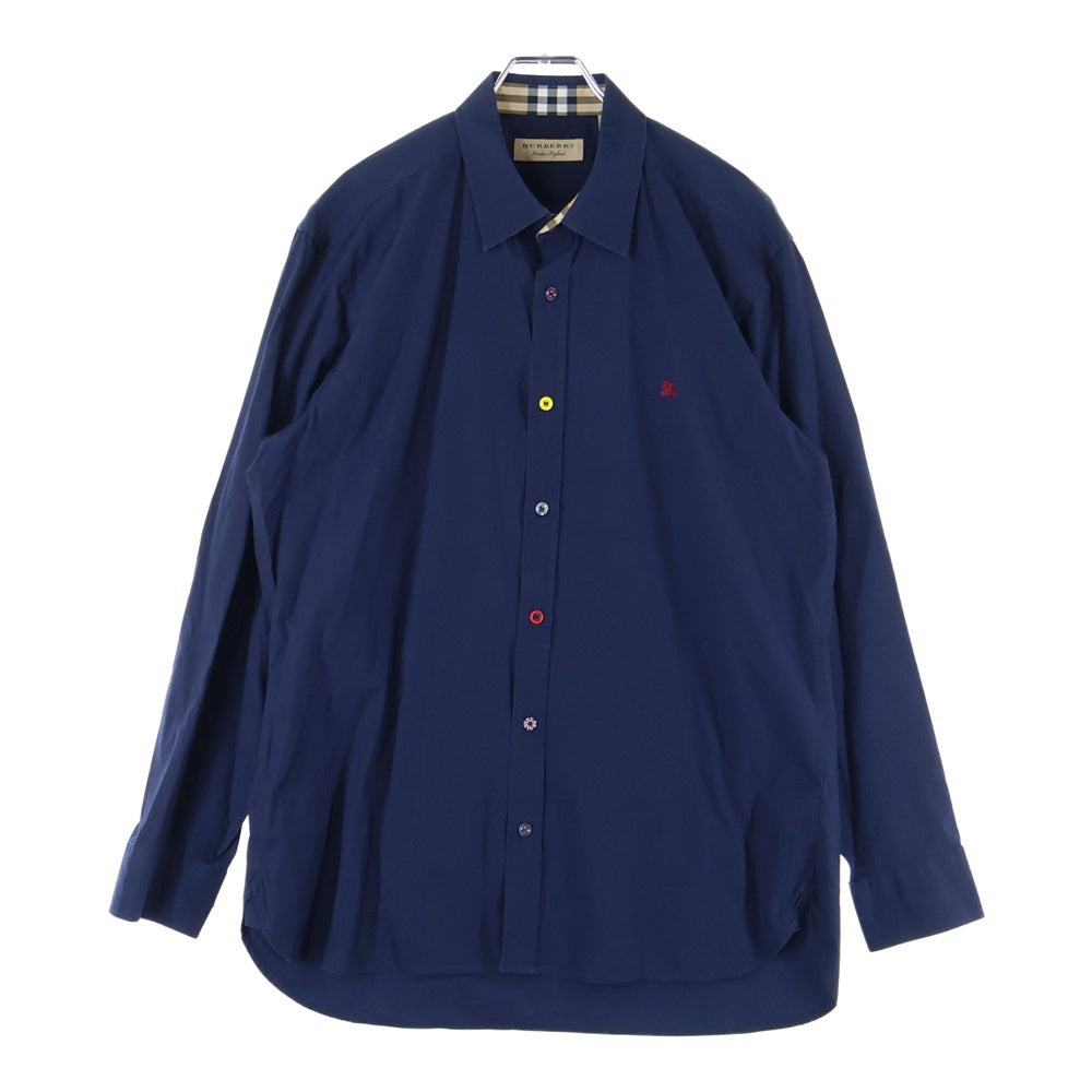 BURBERRY(バーバリー) ネックノバチェック マルチボタン レギュラーカラー長袖シャツ ネイビー 8003082
