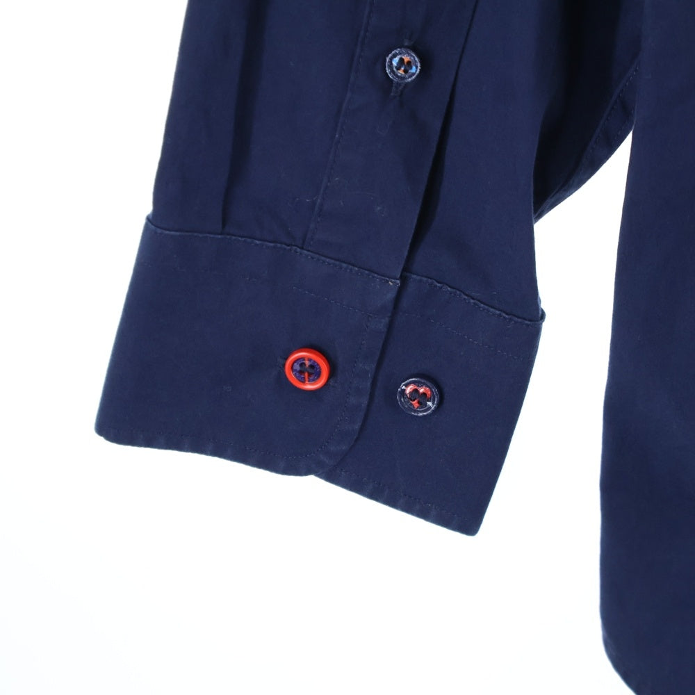 BURBERRY(バーバリー) ネックノバチェック マルチボタン レギュラーカラー長袖シャツ ネイビー 8003082