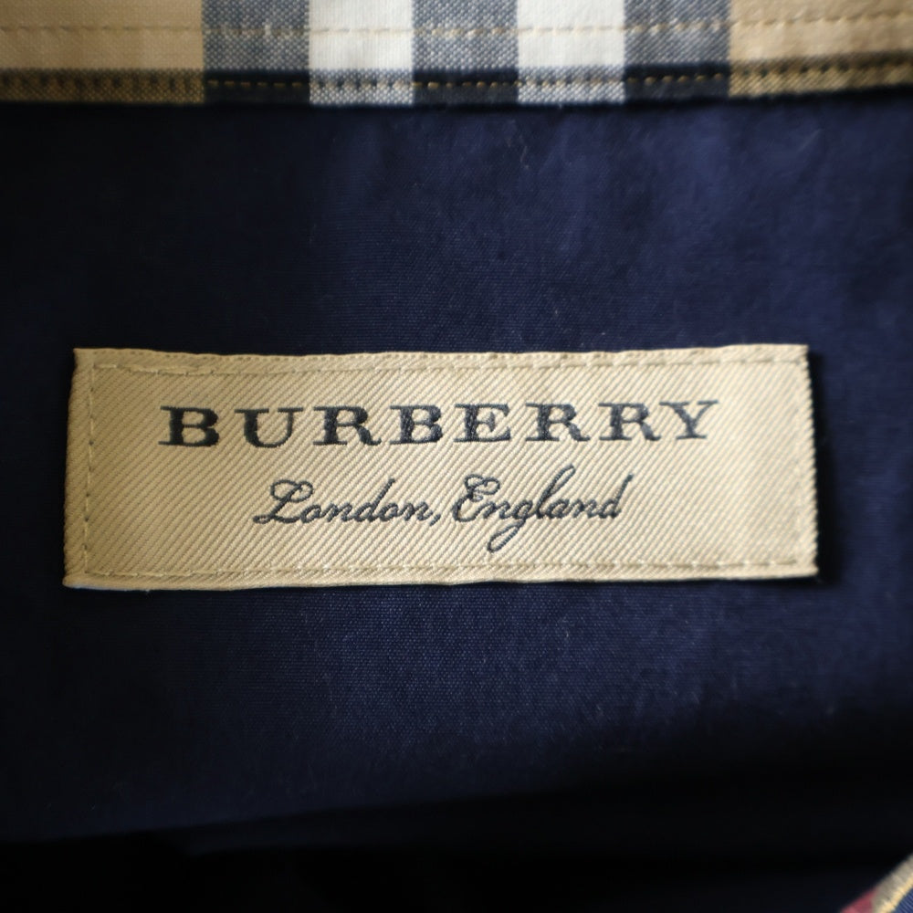 BURBERRY(バーバリー) ネックノバチェック マルチボタン レギュラーカラー長袖シャツ ネイビー 8003082