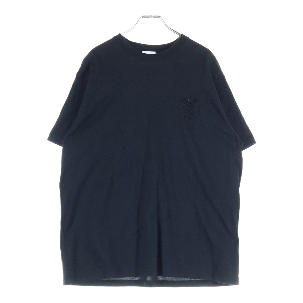 BURBERRY(バーバリー) フロントロゴ ラインストーン クルーネック半袖Tシャツ カットソー ブラック 8022504