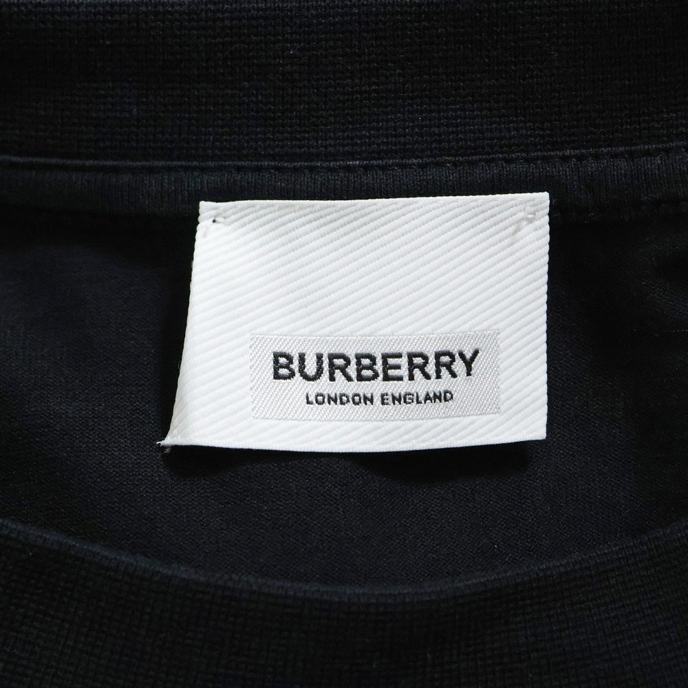 BURBERRY(バーバリー) フロントロゴ ラインストーン クルーネック半袖Tシャツ カットソー ブラック 8022504