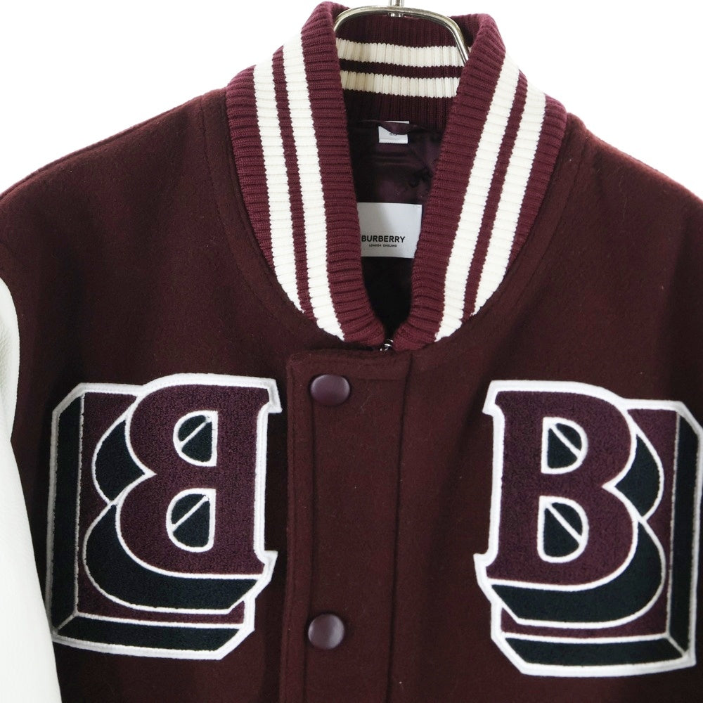 BURBERRY(バーバリー) 21AW LOGO PATCH VARSITY JACKET ロゴパッチ ジップボタン バーシティジャケット ブルゾン ボルドー 8045532