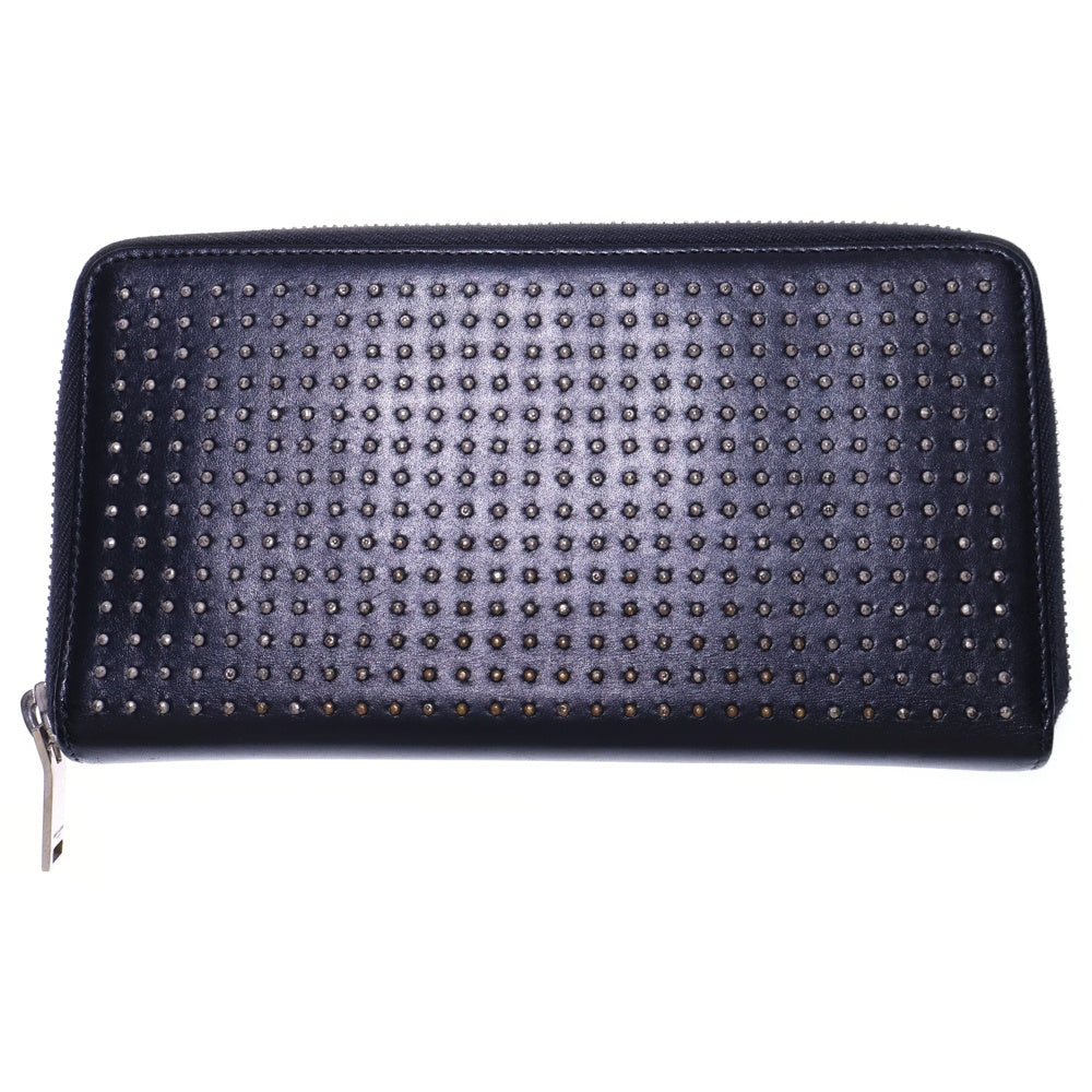 SAINT LAURENT PARIS(サンローランパリ) スタッズ ラウンドジップ レザー ロングウォレット 長財布 ブラック 328554