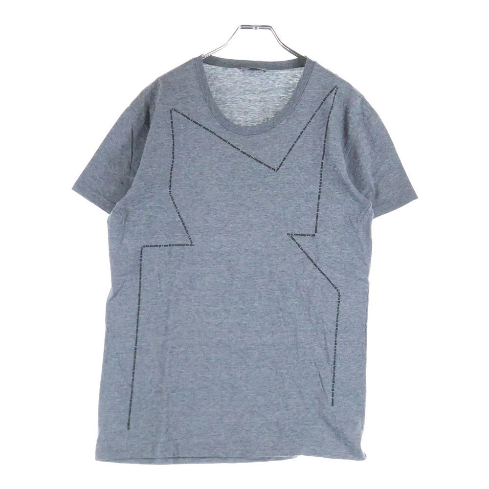 Dior HOMME(ディオールオム) 09AW メッセージプリント コットン クルーネック 半袖Tシャツ カットソー グレー
