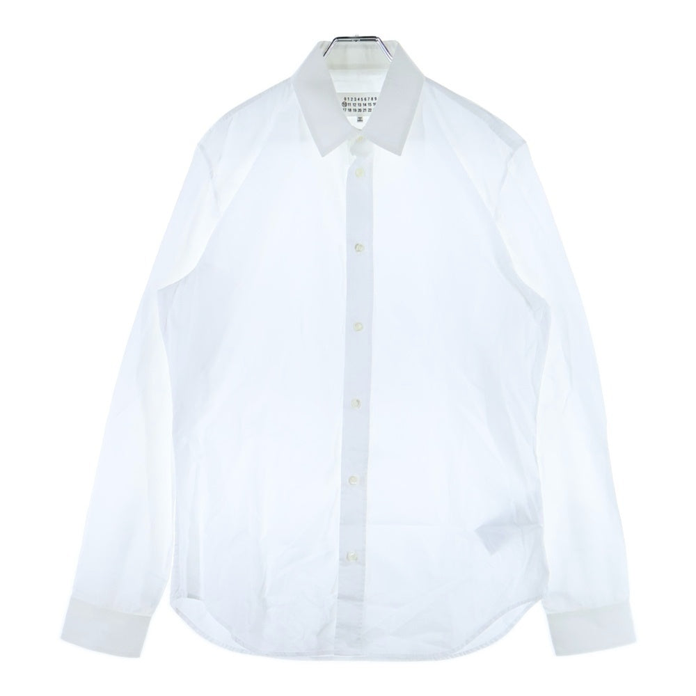 MAISON MARTIN MARGIELA 10(メゾンマルタンマルジェラ) 17AW Garment Dyed Slim Fit Poplin Shirt ガーメントダイ コットンポプリン スリム 長袖シャツ ホワイト S50DL0321 S39545
