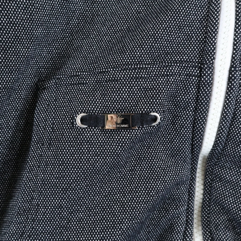Dior HOMME(ディオールオム) BEEロゴプレート コットン ナイロン ジップアップ パーカー フーディ グレー MDMK00960