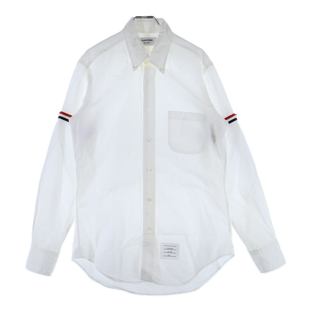 THOM BROWNE(トムブラウン) 袖トリコロール ボタンダウン 長袖シャツ ホワイト