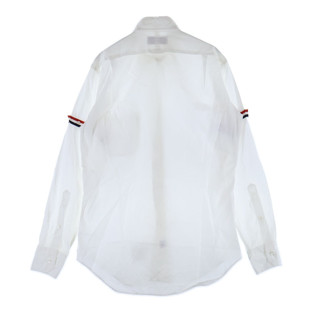 THOM BROWNE(トムブラウン) 袖トリコロール ボタンダウン 長袖シャツ ホワイト