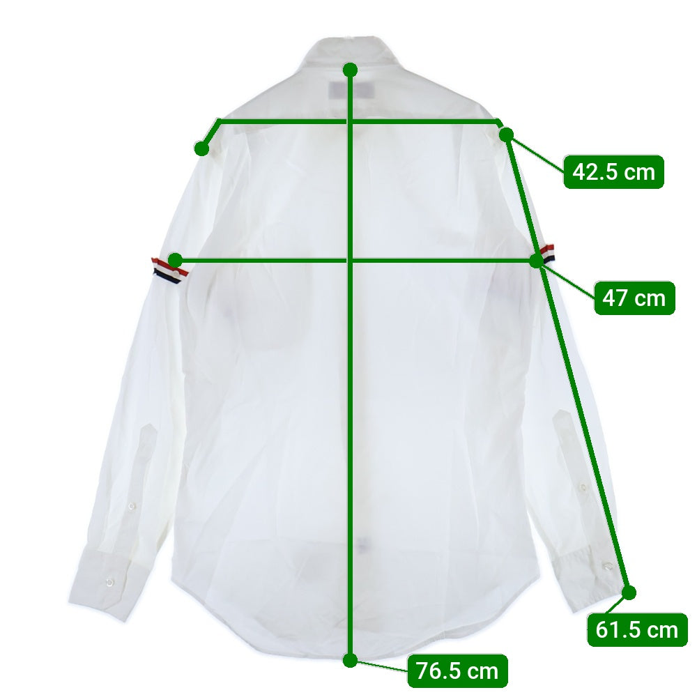 THOM BROWNE(トムブラウン) 袖トリコロール ボタンダウン 長袖シャツ ホワイト