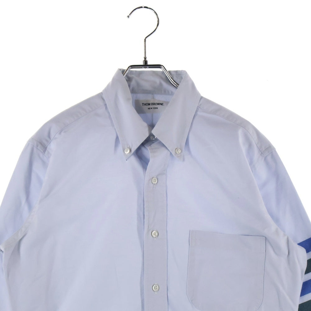 THOM BROWNE(トムブラウン) 4BAR ストライプ ボタンダウン 長袖シャツ ブルー
