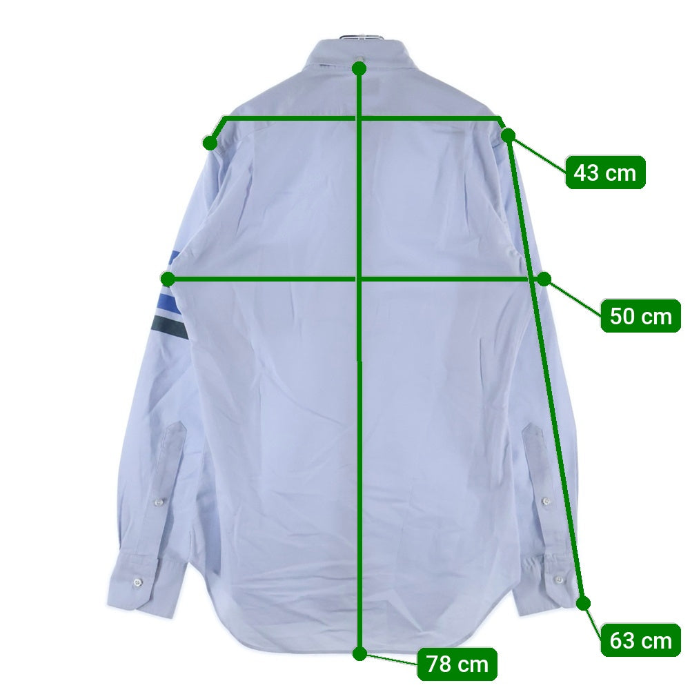 THOM BROWNE(トムブラウン) 4BAR ストライプ ボタンダウン 長袖シャツ ブルー