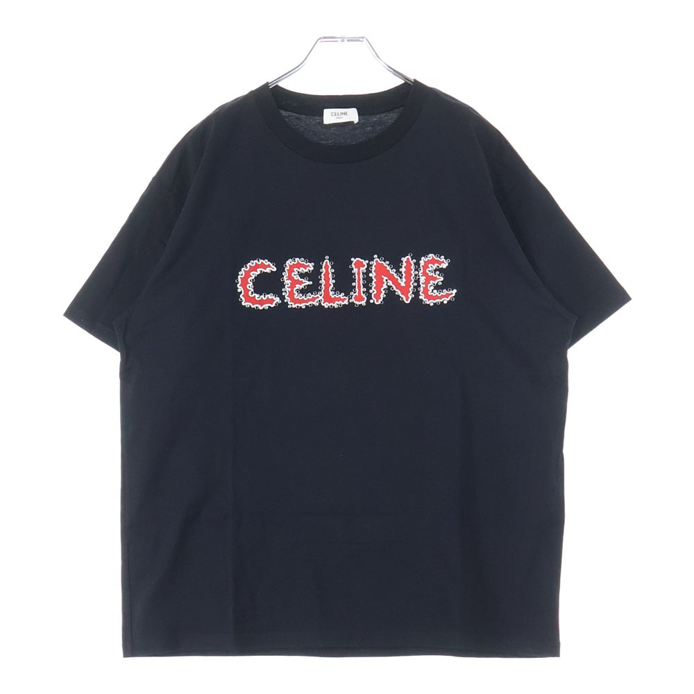 CELINE(セリーヌ) Logo Studs S/S Tee ロゴスタッズ 半袖Tシャツ ネイビー/レッド 2X49F671Q
