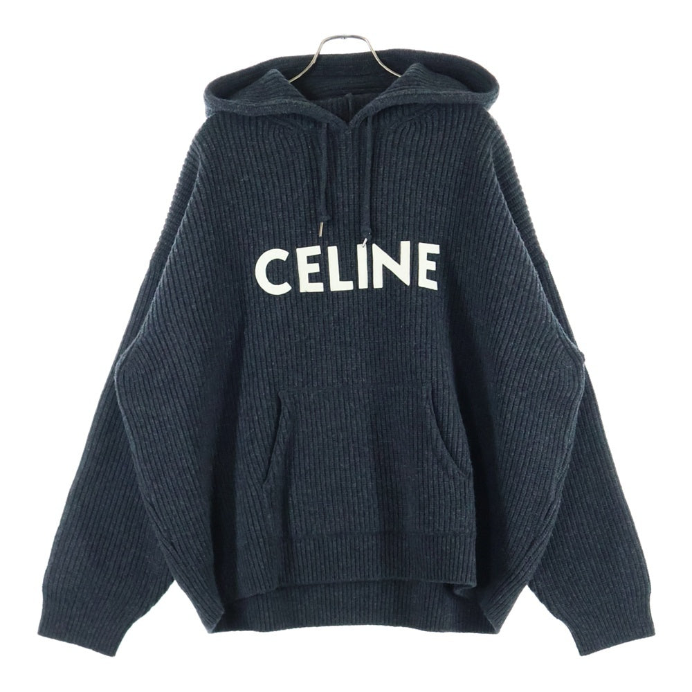 CELINE(セリーヌ) Logo Knit Pullover Parka ロゴニット プルオーバーパーカー チャコールグレー 2A85W423P
