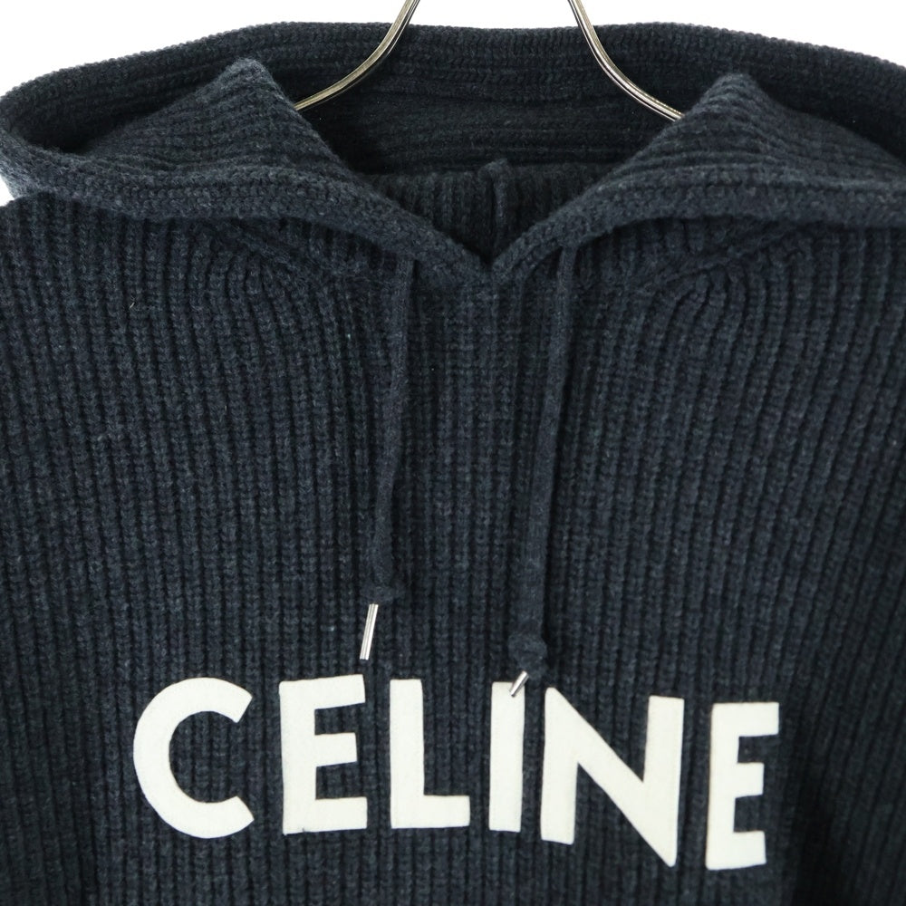 CELINE(セリーヌ) Logo Knit Pullover Parka ロゴニット プルオーバーパーカー チャコールグレー 2A85W423P