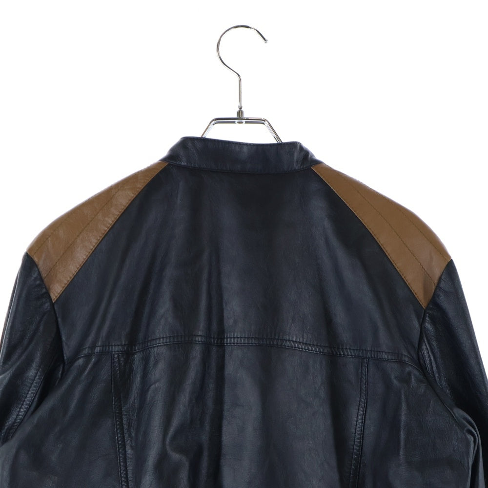 CELINE(セリーヌ) Cafe Racer Jacket カフェレーサー ライダースジャケット ブラック/ブラウン 2E744280D