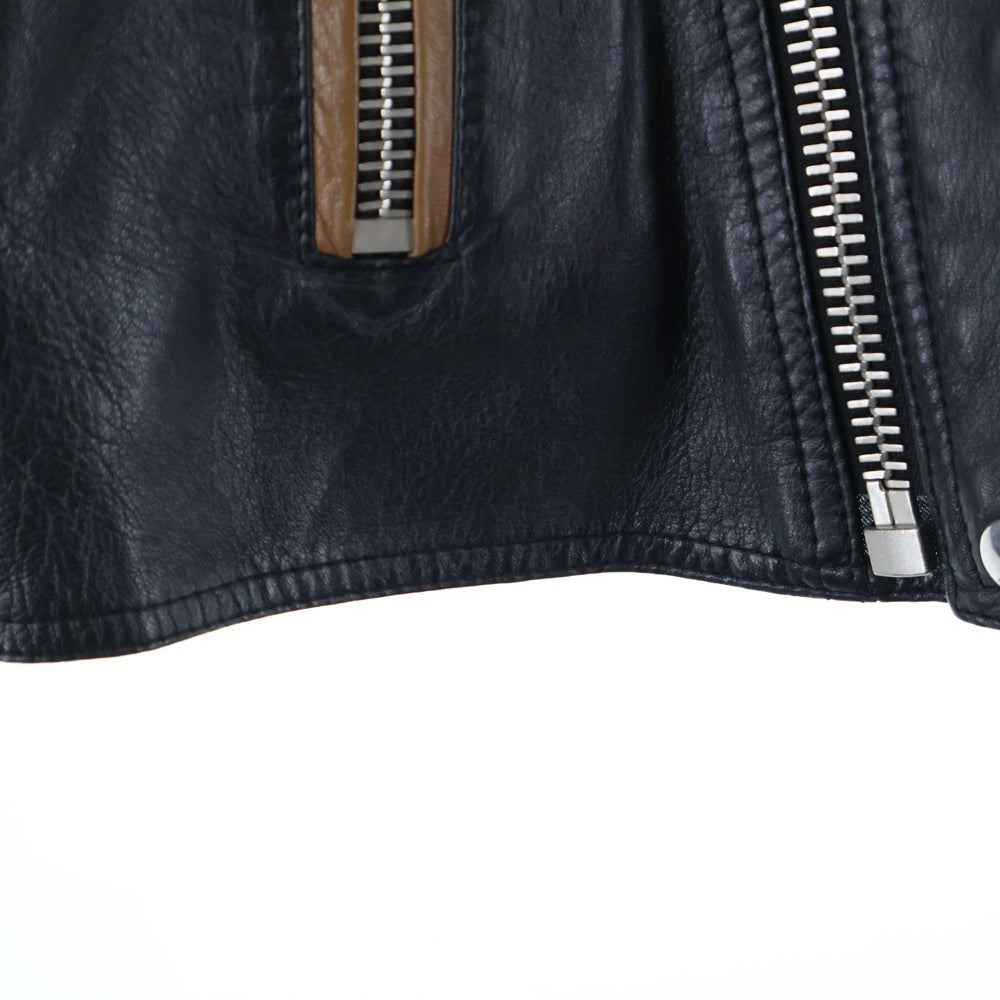 CELINE(セリーヌ) Cafe Racer Jacket カフェレーサー ライダースジャケット ブラック/ブラウン 2E744280D