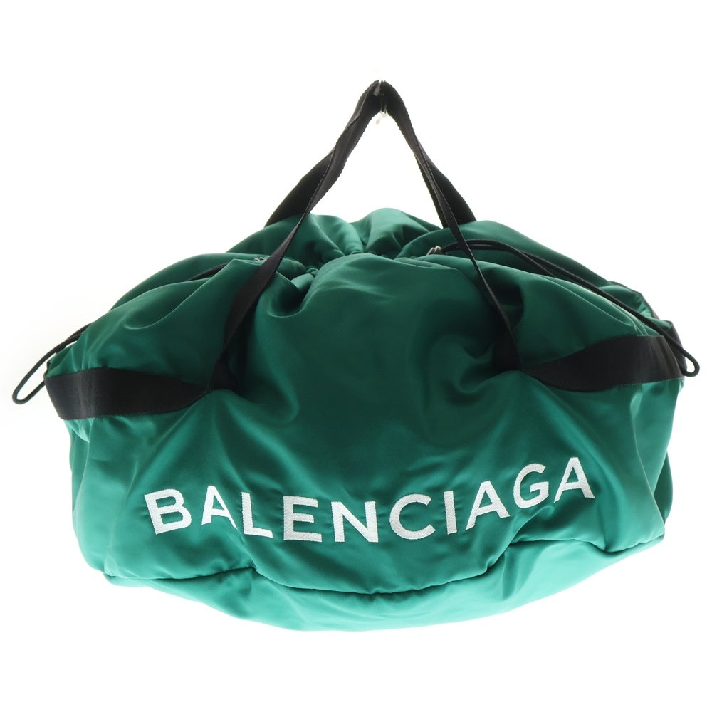 BALENCIAGA(バレンシアガ) ロゴ刺繍ナイロンホイールハンドバッグ ボストン グリーン 489939