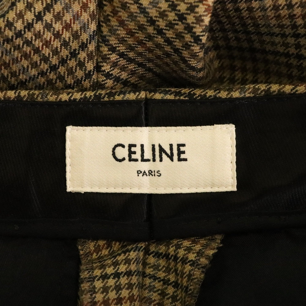 CELINE(セリーヌ) 20SS ハウンドトゥース チェック ツータック スケート パンツ ブラウン 2P498040K