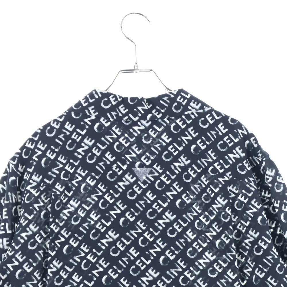 CELINE(セリーヌ) Hawaiian Shirt Crepe De Cine クレープドシーヌ ハワイアン開襟半袖シャツ ブラック/ホワイト 2C946748T