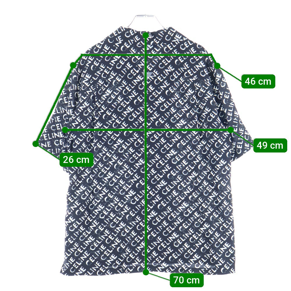 CELINE(セリーヌ) Hawaiian Shirt Crepe De Cine クレープドシーヌ ハワイアン開襟半袖シャツ ブラック/ホワイト 2C946748T